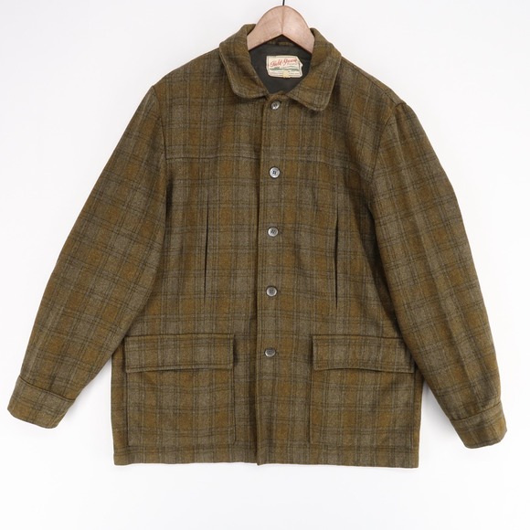 Vintage‎ Field Stream Jacket Mens 42 Olive Brown Plaid Wool Gordon Ferguson Hunt